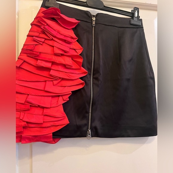 Jovani Black and Red Ruffled Mini Skirt - Picture 2 of 3